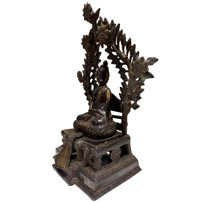 Antique fire-gilded Buddha from the Himalayas as a temple sculpture