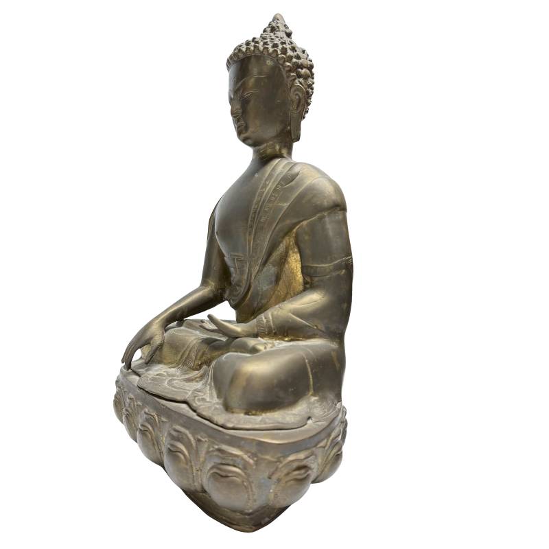 Fire-gilded bronze Buddha from the Himalayas in a meditation posture