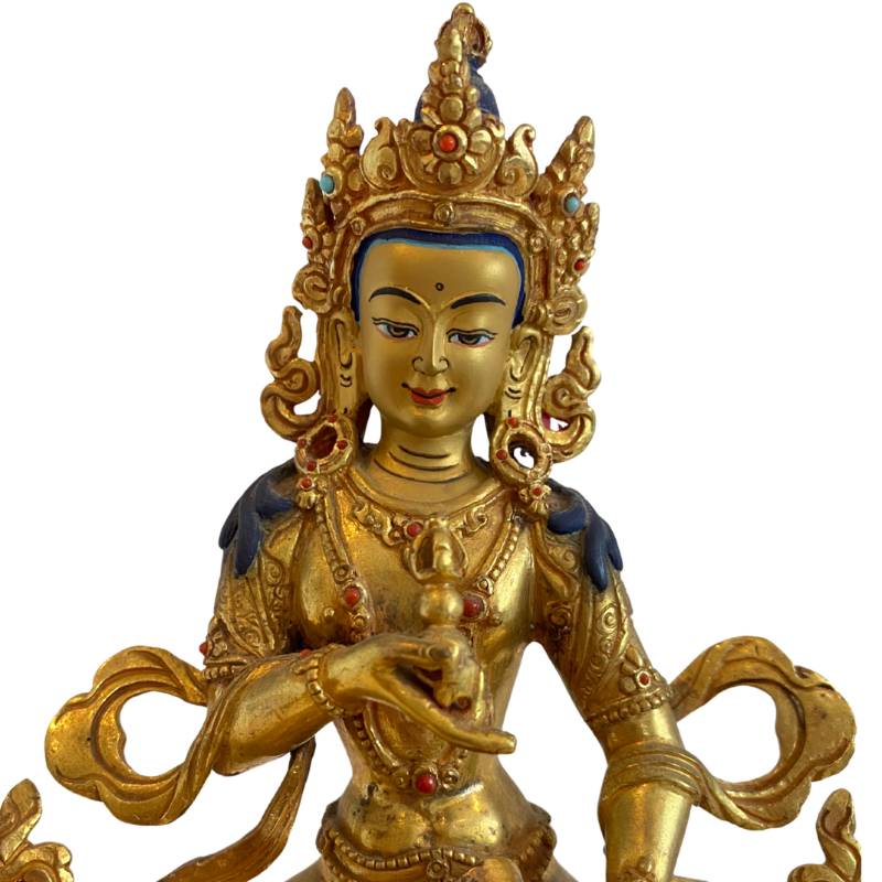 Himalayan White Tara statue in gilded bronze from Nepal