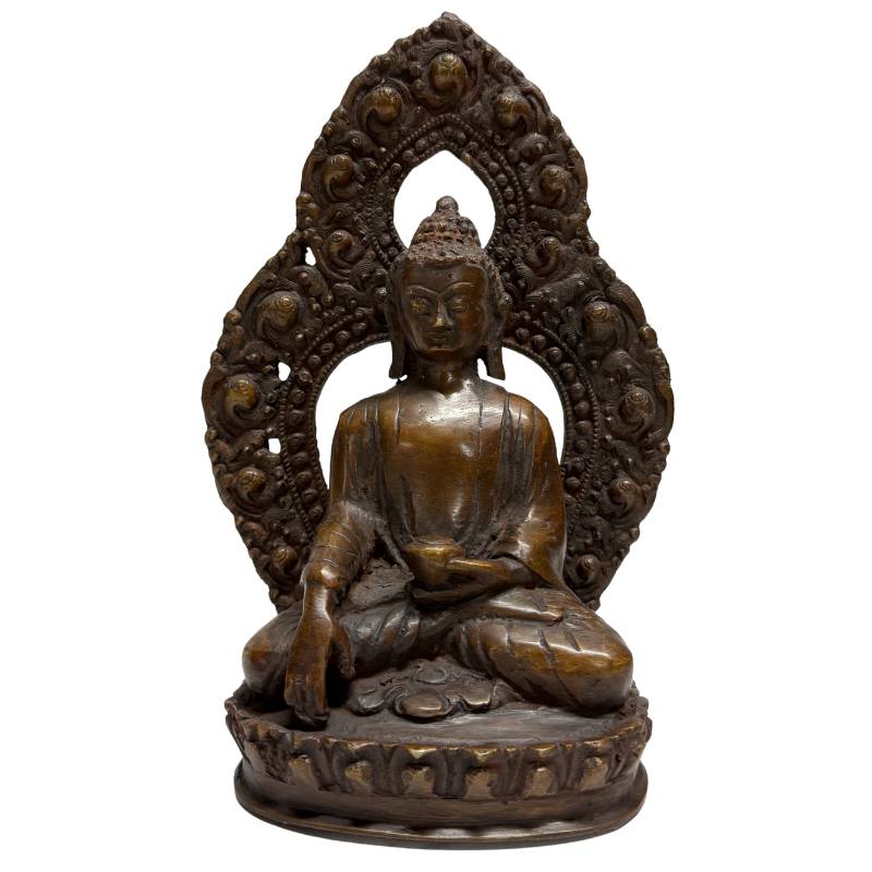 Himalayan bronze Buddha pair with Dhyana mudra on a traditional lotus base