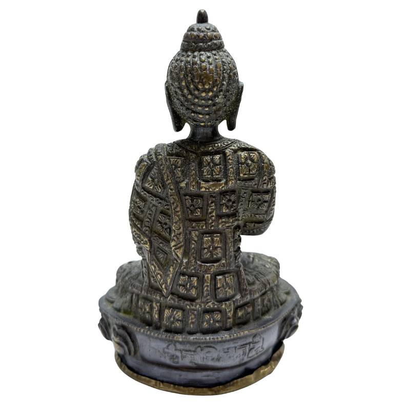 Himalayan bronze Buddha set with abhaya mudra and lotus base