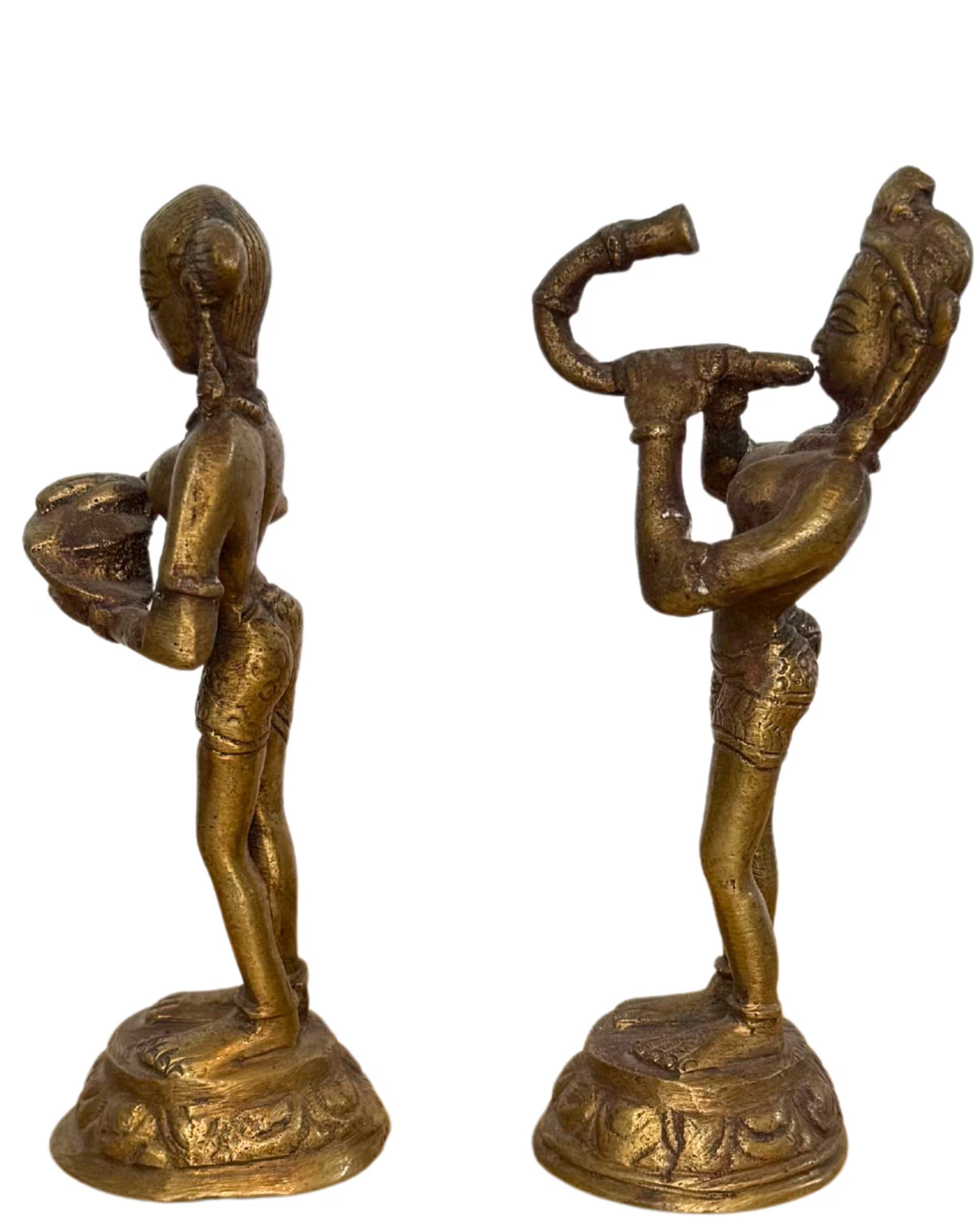 Hindu figurines, gilded bronze, detail of ritual figures