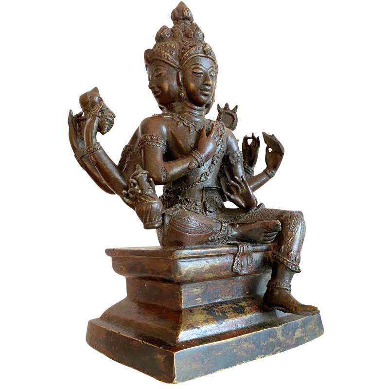 Hindu bronze Brahma statue with four faces, Southeast Asia