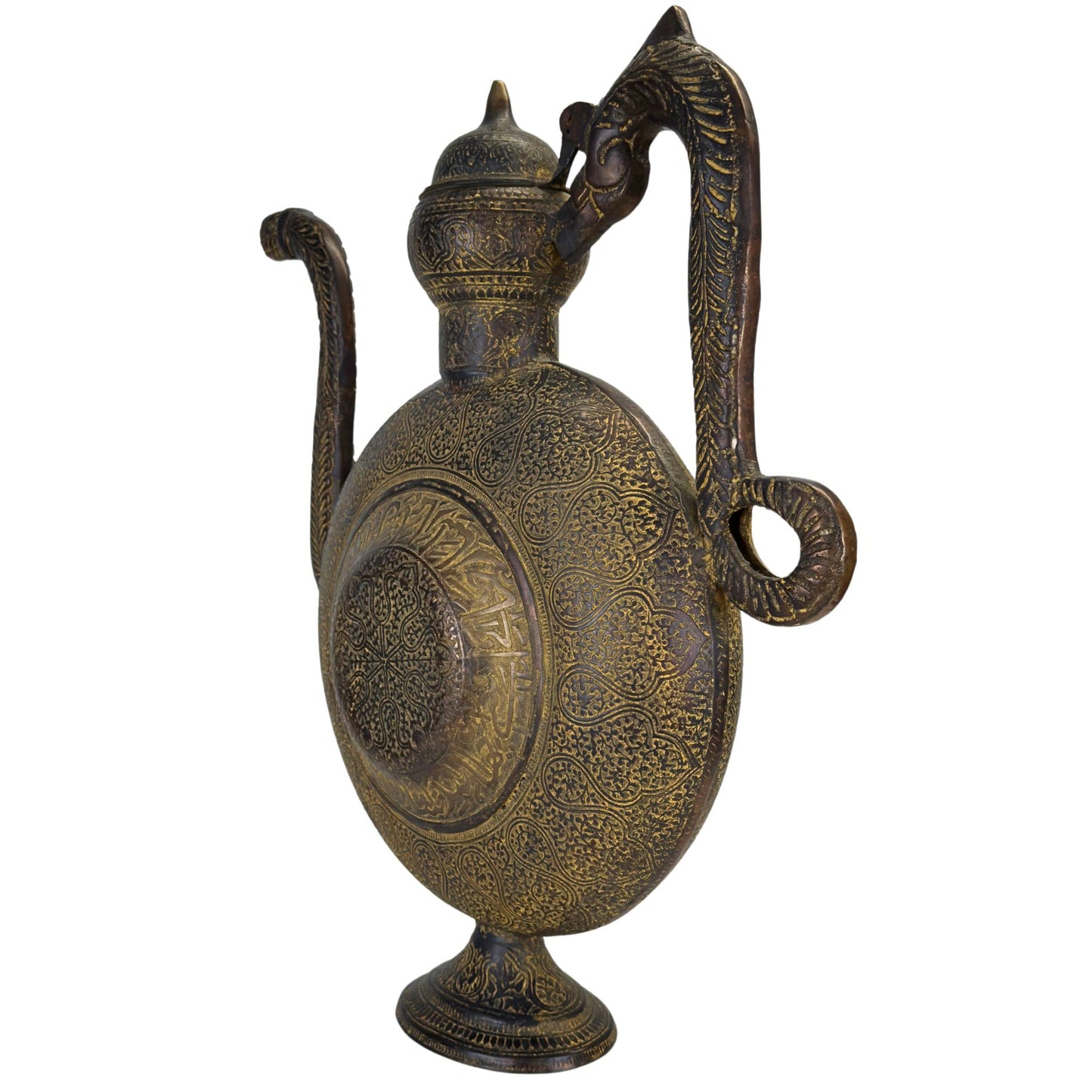 Detail of the natural patina and historical signs of wear on the bronze.