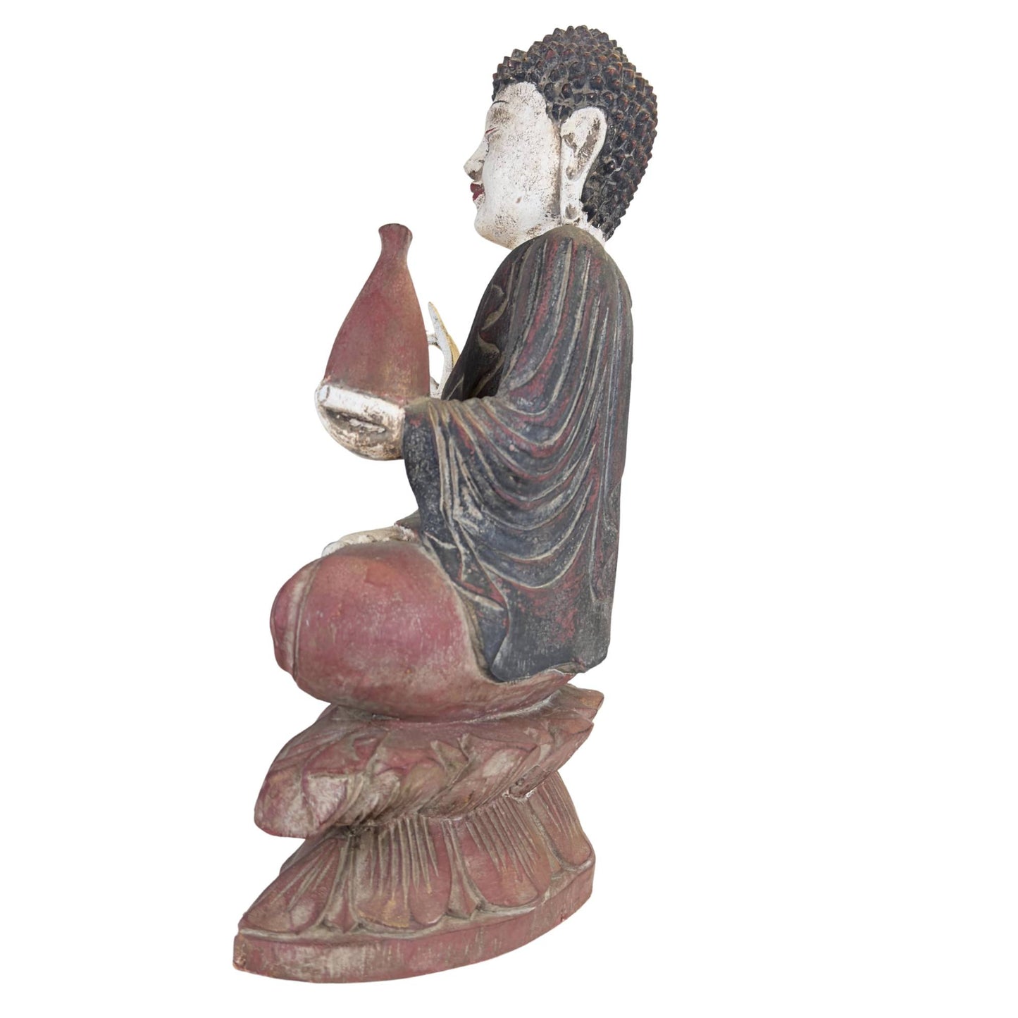 Decorative wooden Buddha statue for meditation room, altar, or serene interior design