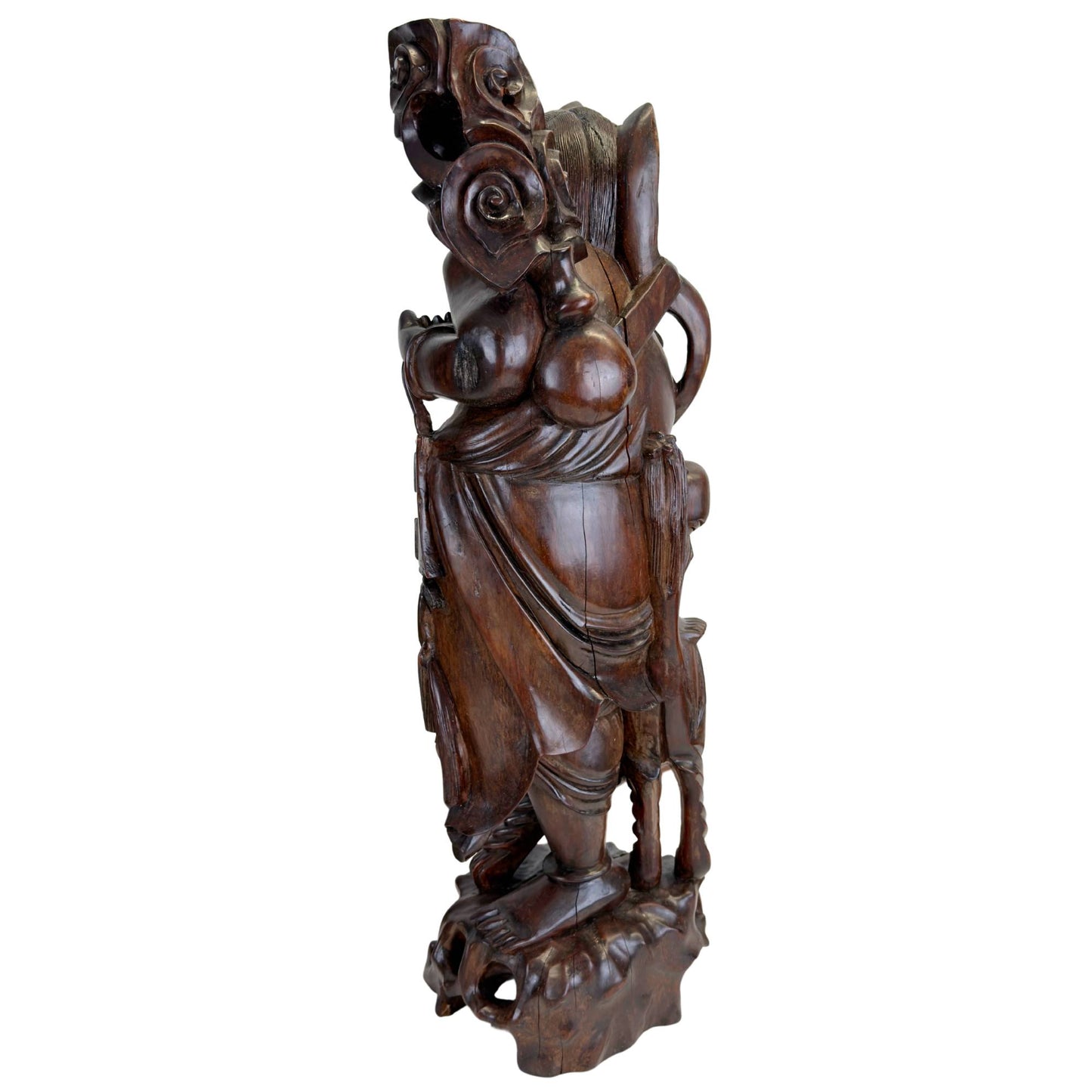 Ebisu god of luck wood carving for office or display cabinet