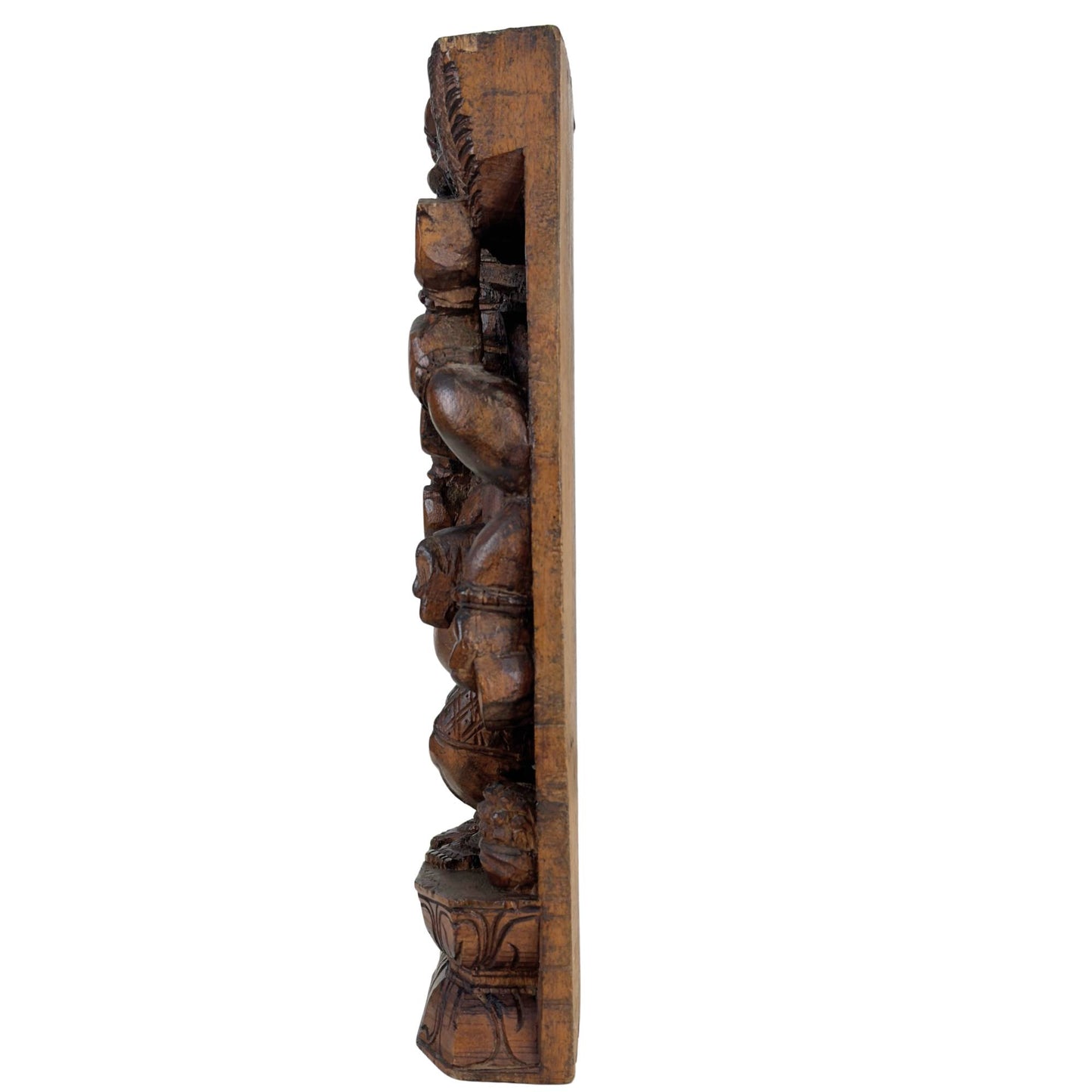 Wooden Ganesha with crown and ornate decorative finish