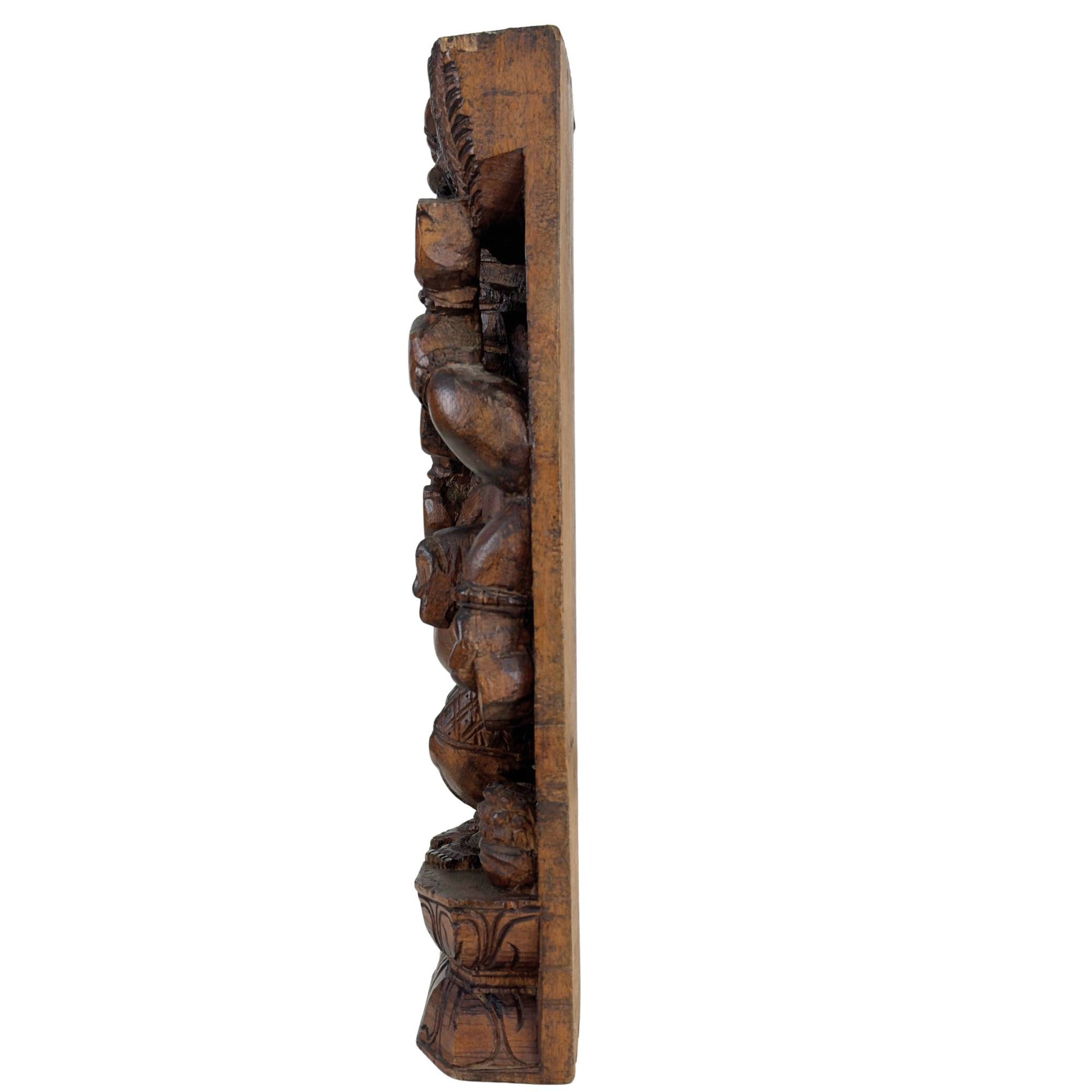 Wooden Ganesha with crown and ornate decorative finish