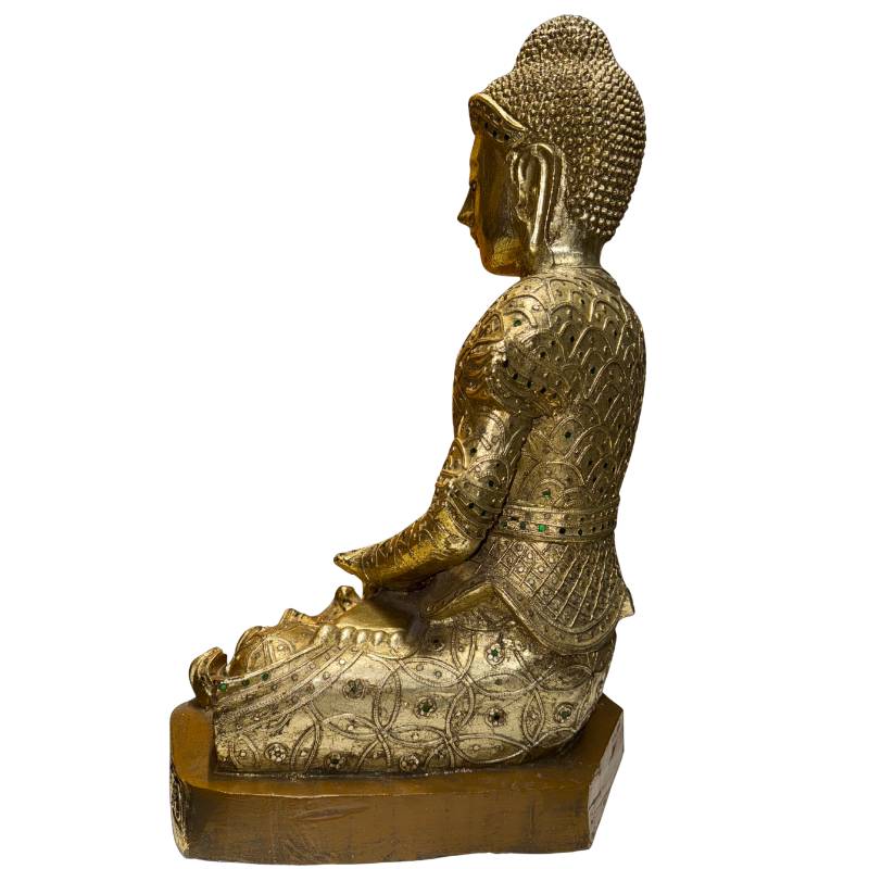 Wooden Myanmar Buddha statue suitable for altar, meditation room, or stylish interior