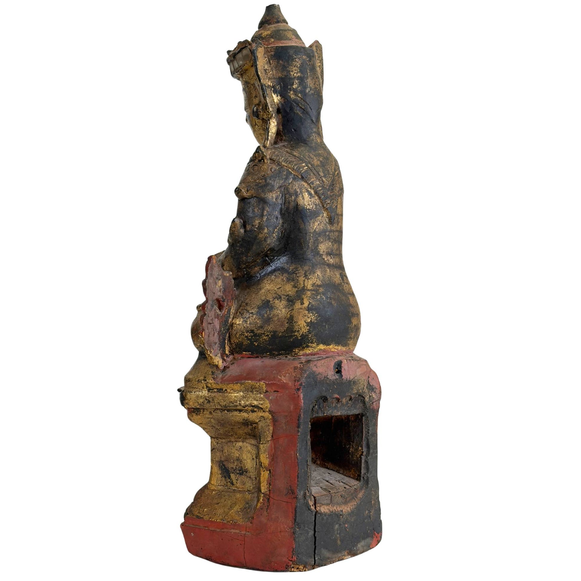 Wooden temple figure from Myanmar in Shan style