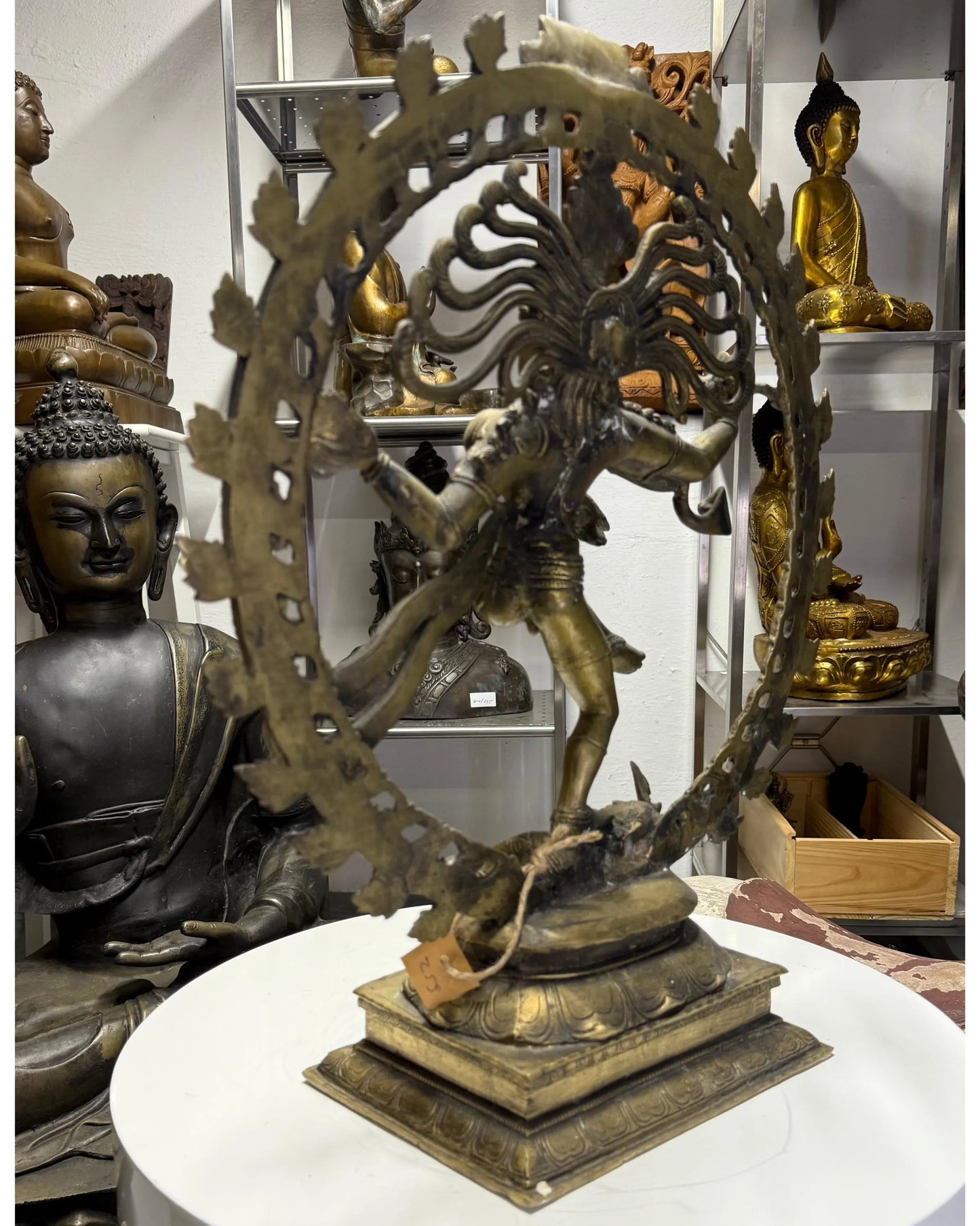 Antique Shiva Nataraja bronze statue India with visible hand-finishing details