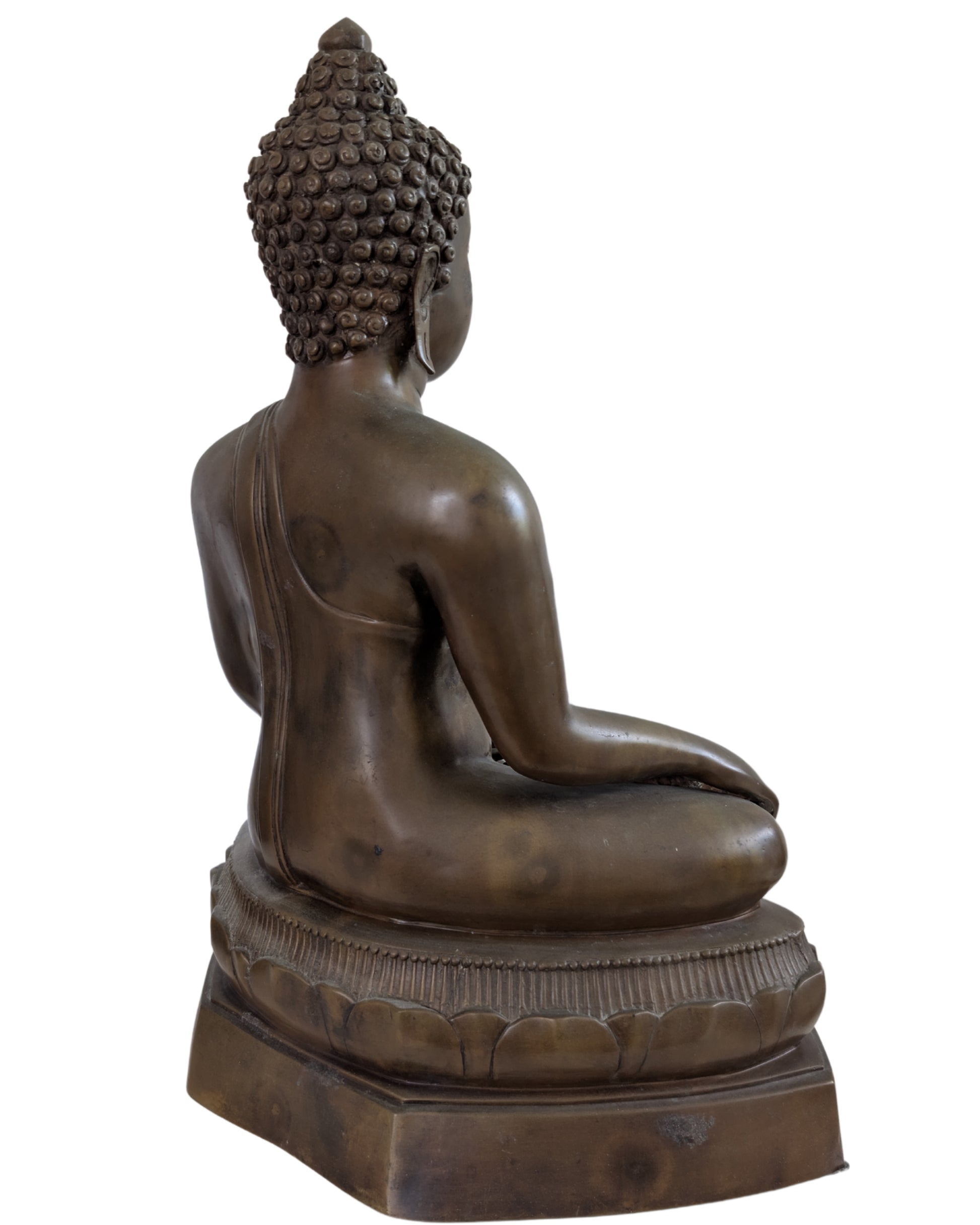 Large Thai altarpiece of 12 kg solid brass for mindfulness and meditation.