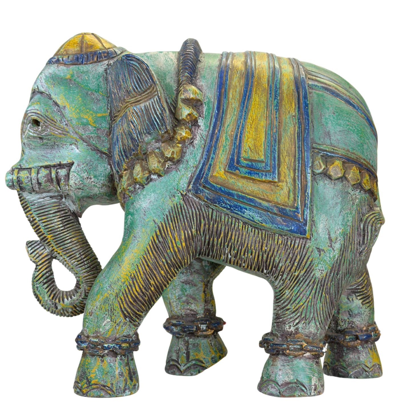 Traditional Indian elephant statue with refined hand-carved decoration
