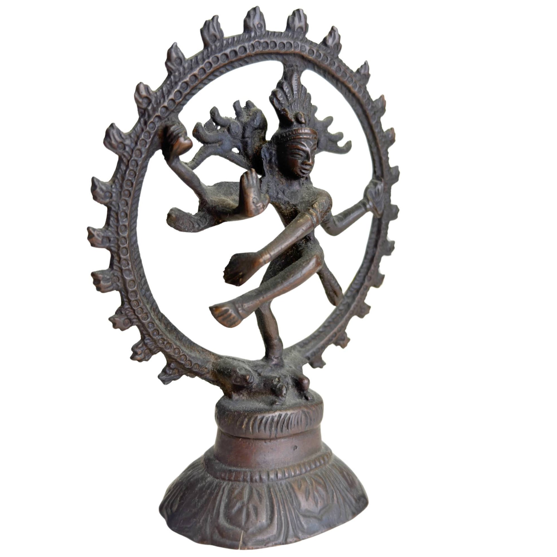 Indian bronze Shiva Nataraja altar figurine with cosmic dance pose