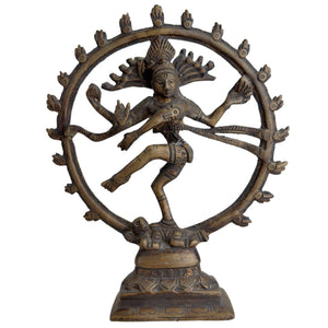 Statue indienne de Shiva Nataraja en bronze, travaillée à la main.