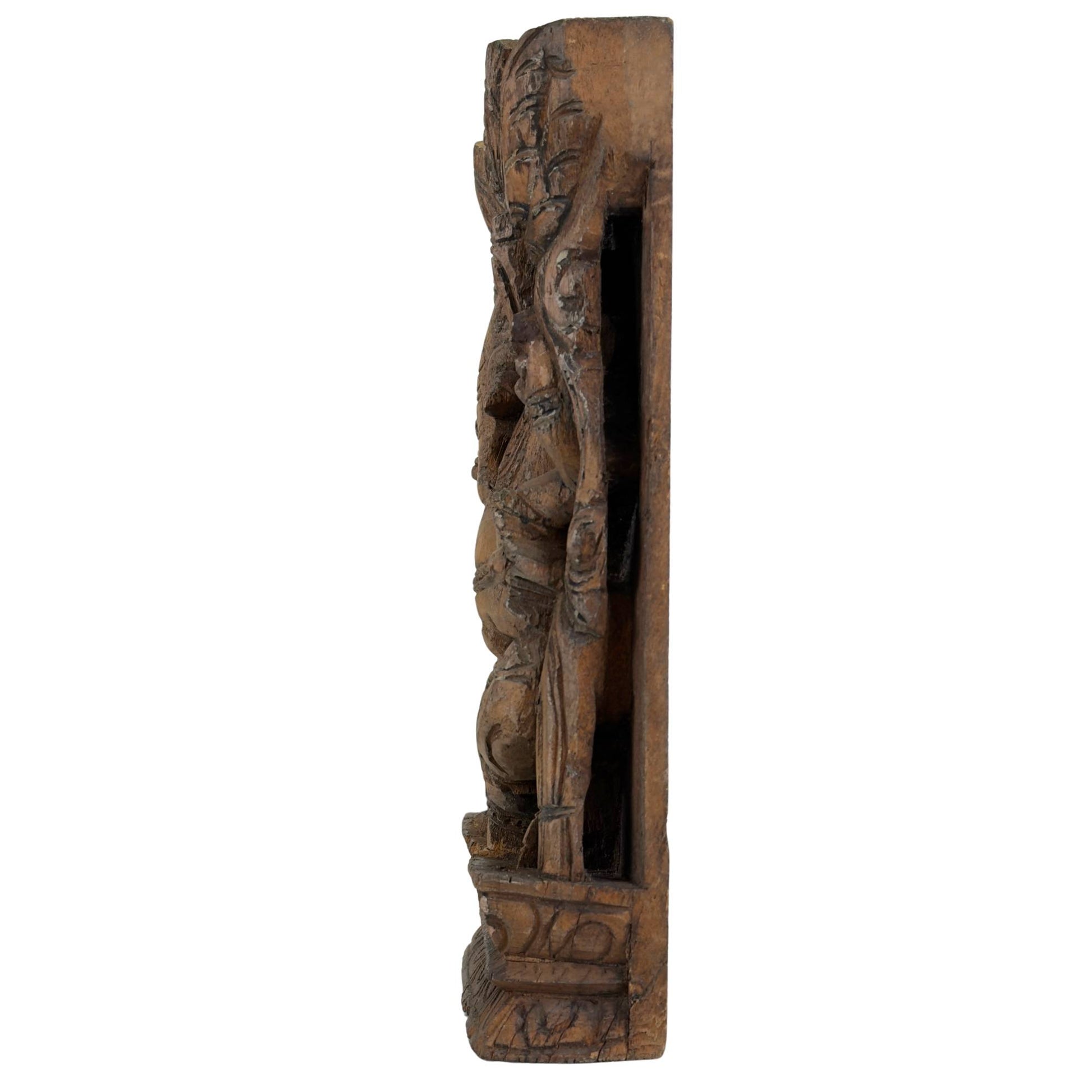Indian temple relief with Ganesha made of solid wood