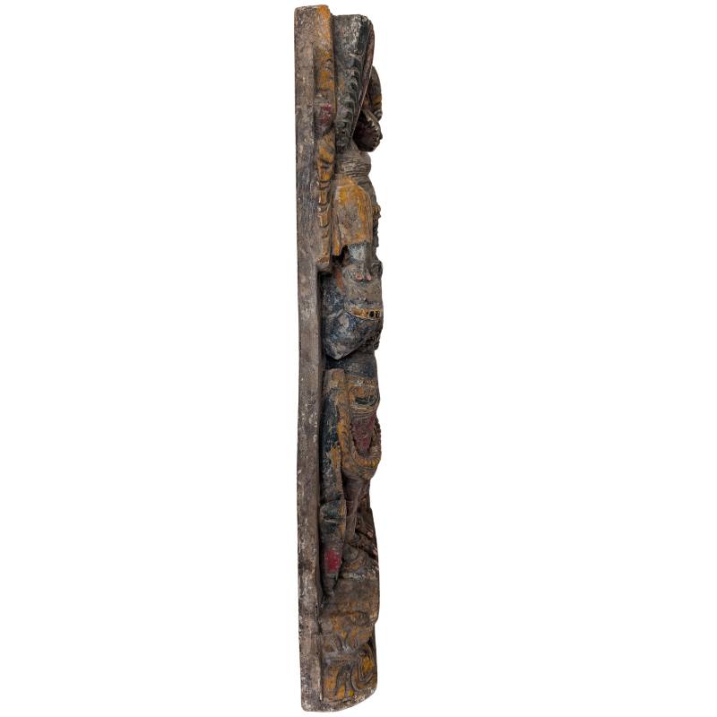 Hindu temple relief Vishnu Lakshmi wood India polychrome statue