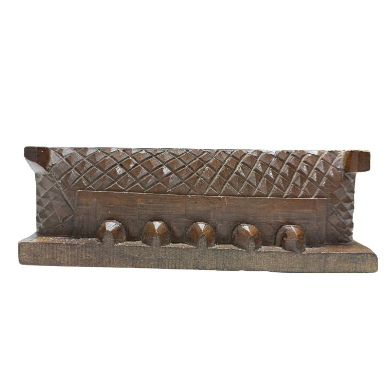 Indian wooden religious relief with Meenakshi and Shiva