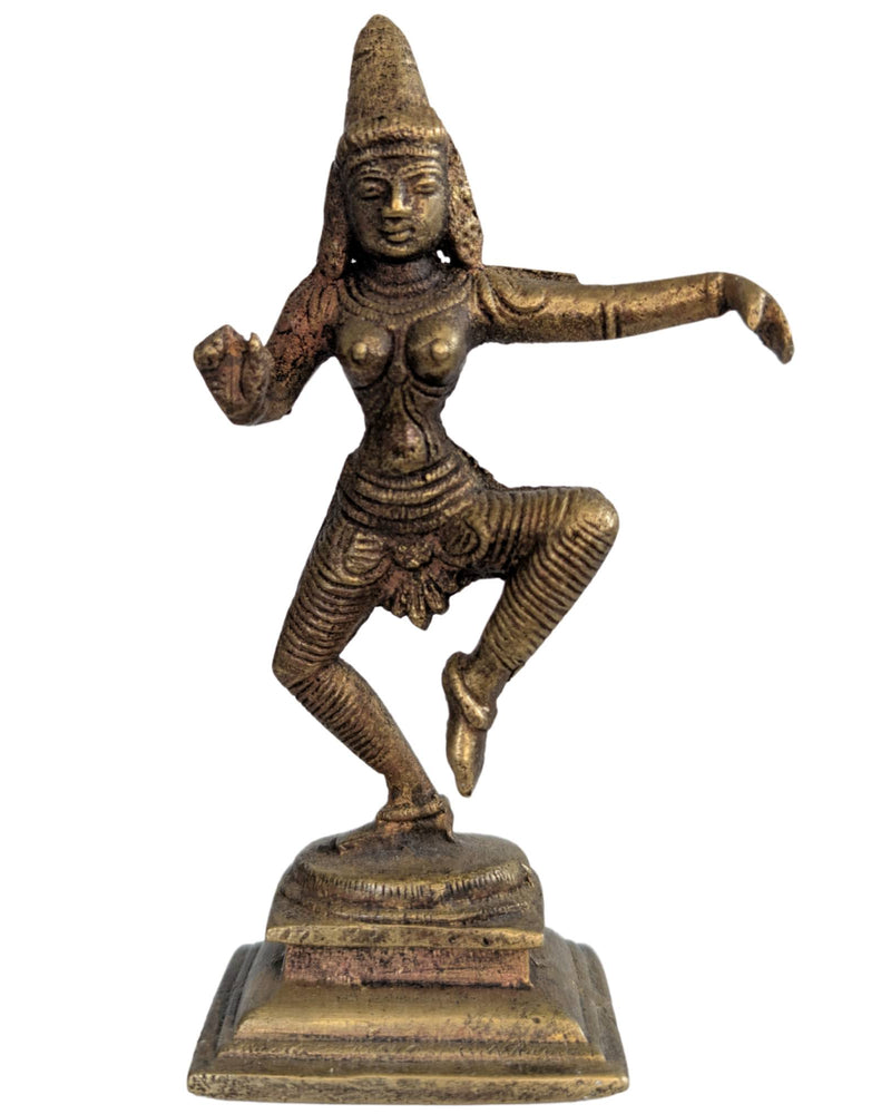 Déesse indienne dansante (Parvati) en bronze antique – Fonte à la main – 14 cm