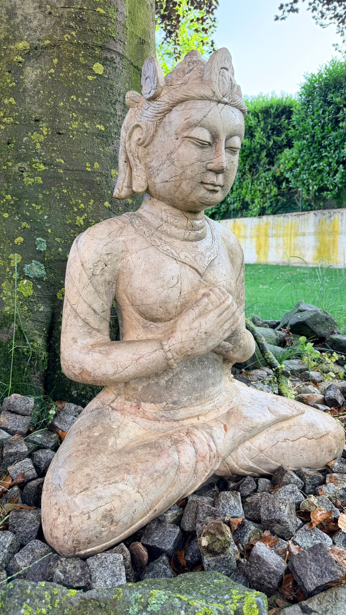 Indonesian temple art depicted in a monumental stone figure
