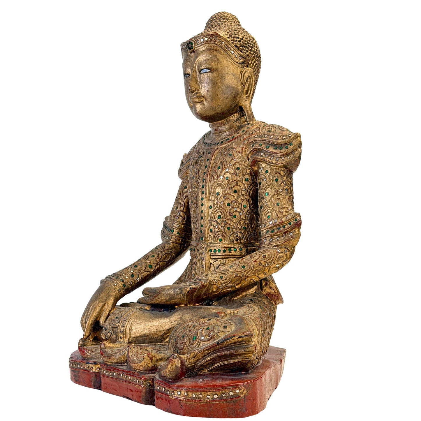 Three-quarter view of the Jambupati Buddha in bhumisparsha mudra, SKU 738