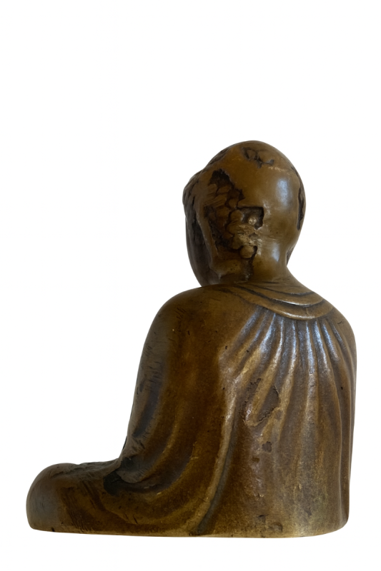 Detail of Japanese bronze Buddha statue in meditation pose