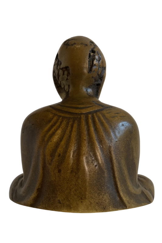 Antique Japanese Buddha statue of solid bronze, small sculpture