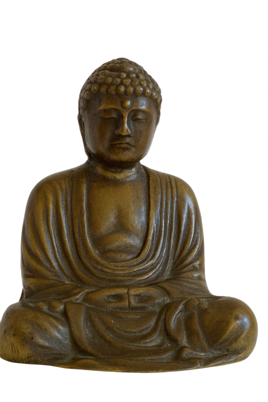 Japanese Buddha statue of bronze with austere design
