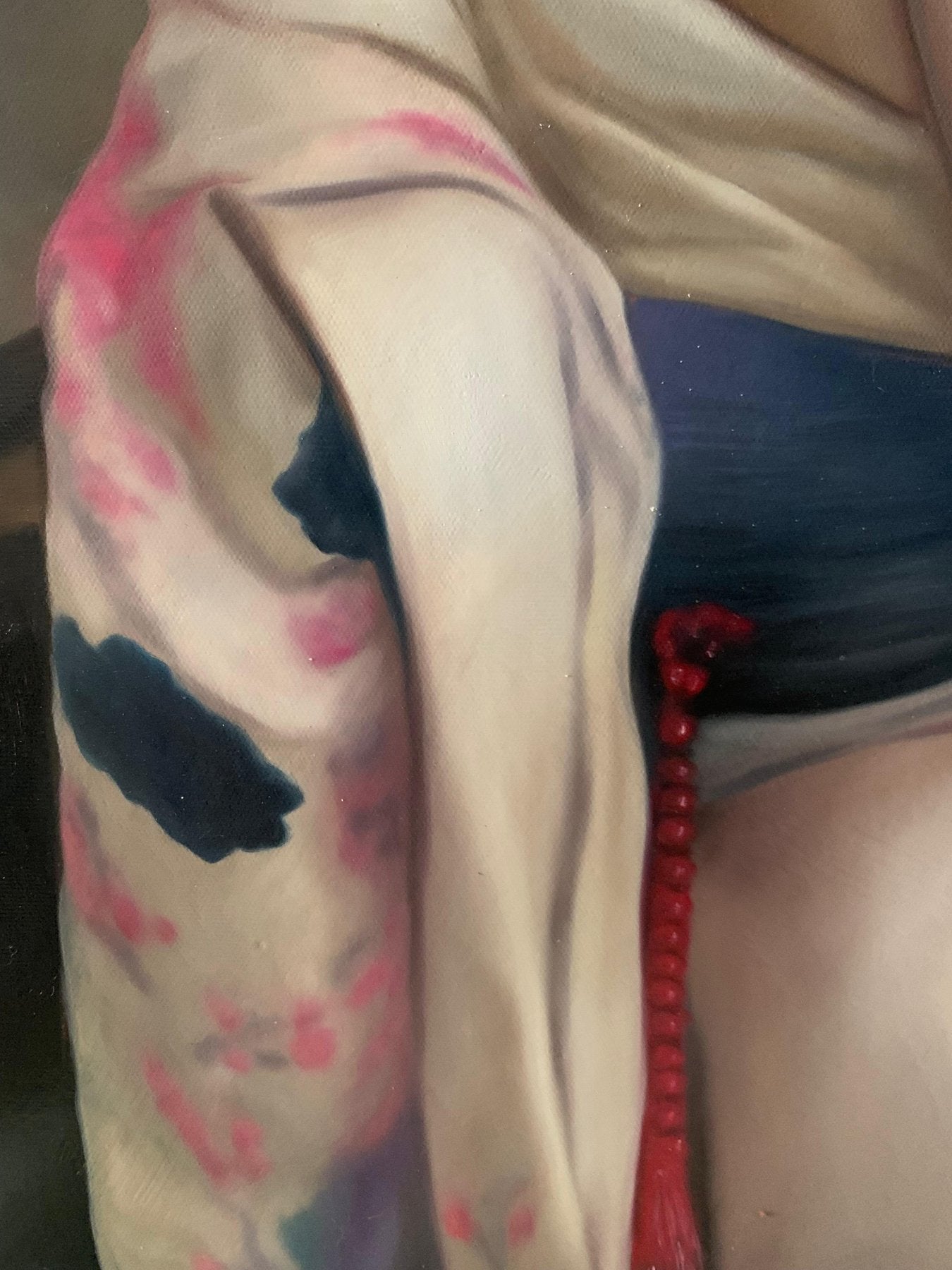 Oil painting in Japanese geisha style modern figurative art