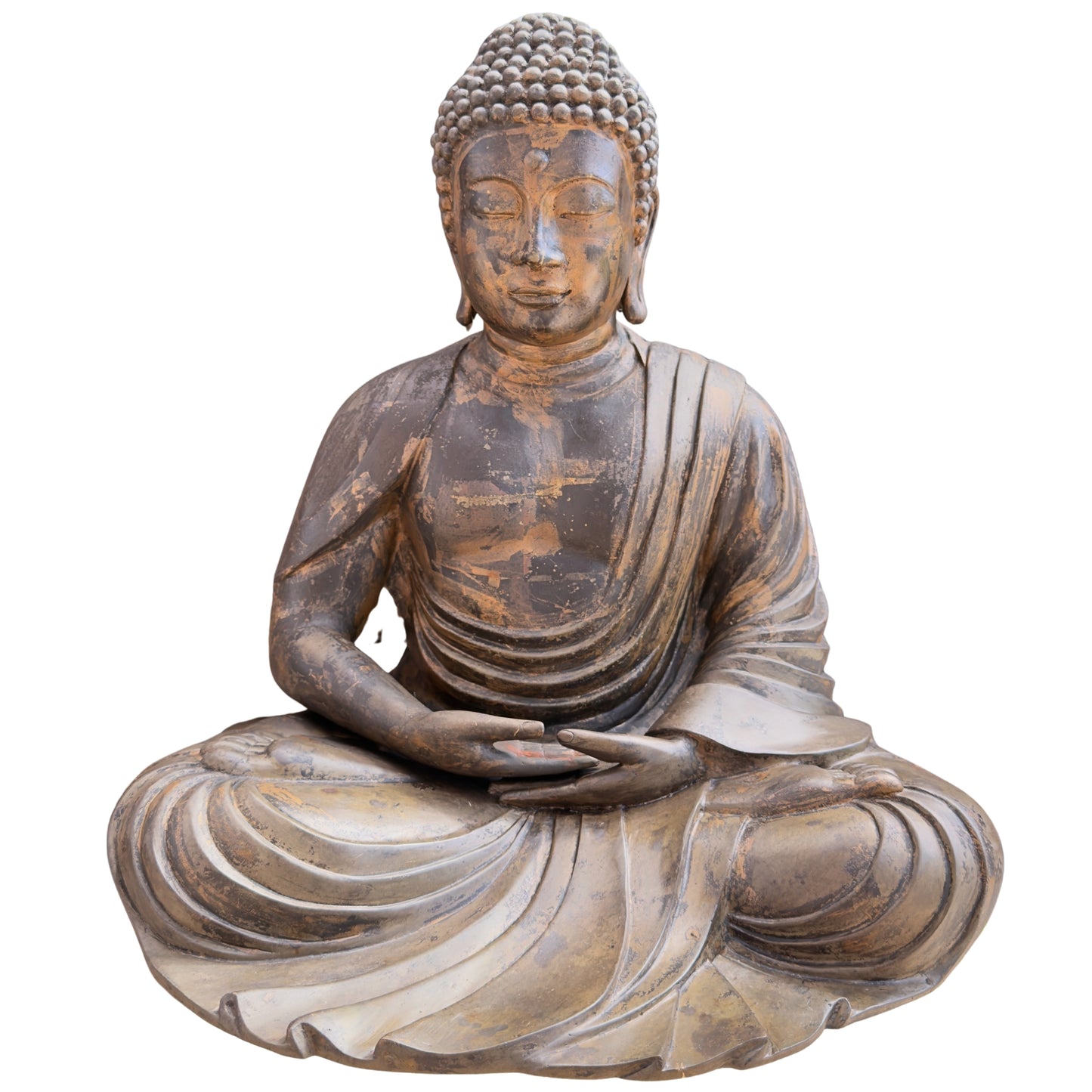 Antieke Japanse bronzen Boeddha ca. 1900 met oorspronkelijke vergulding