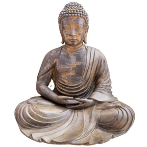 Exceptional Japanese Bronze Temple Buddha – Original Fire-Gilded Surface – Meiji Period, Circa 1900 – 56 cm – 19.4 kg
