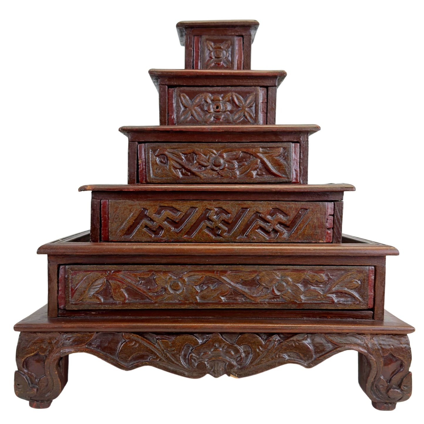 Japanese Kusuri Tansu wooden medicine cabinet with multiple drawers