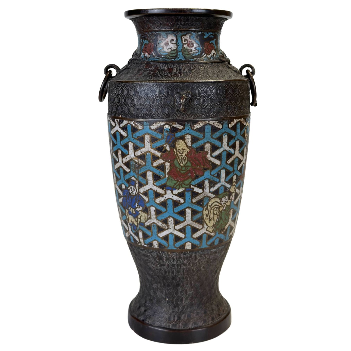 Antique Japanese Meiji period cloisonné vase, ca. 1910.