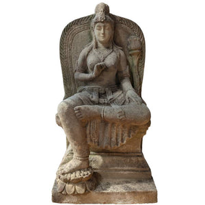 Statue en grès javanais sculptée à la main - Déesse Tara - Style Majapahit - 60 cm