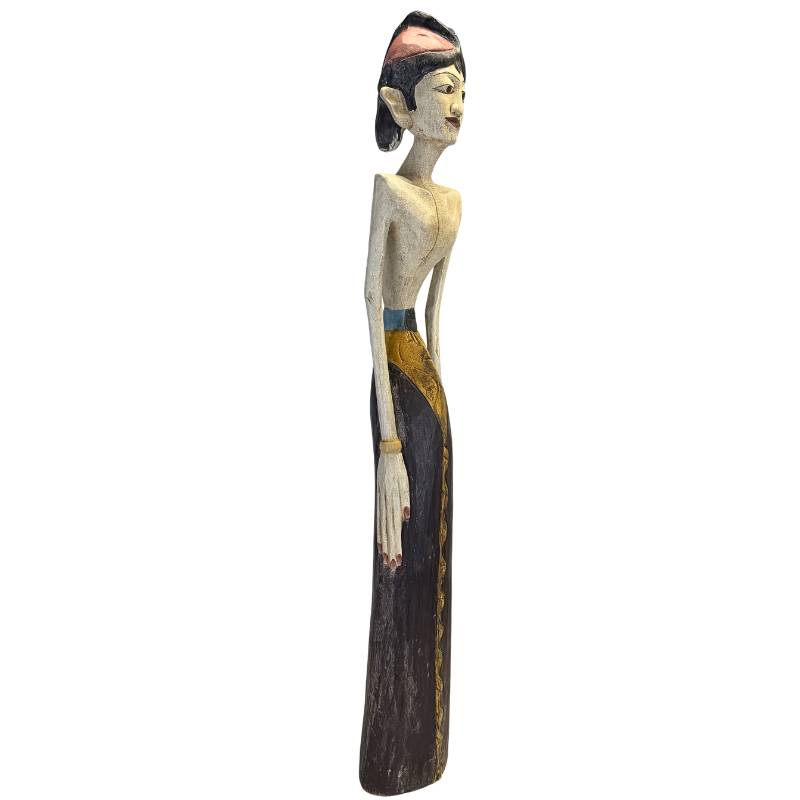 Heavy pair of Indonesian Loro Blonyo statues made of solid hardwood (11 kg).