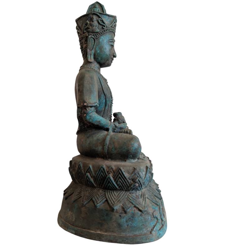 Khmer Lokeshvara in bronze with crown
