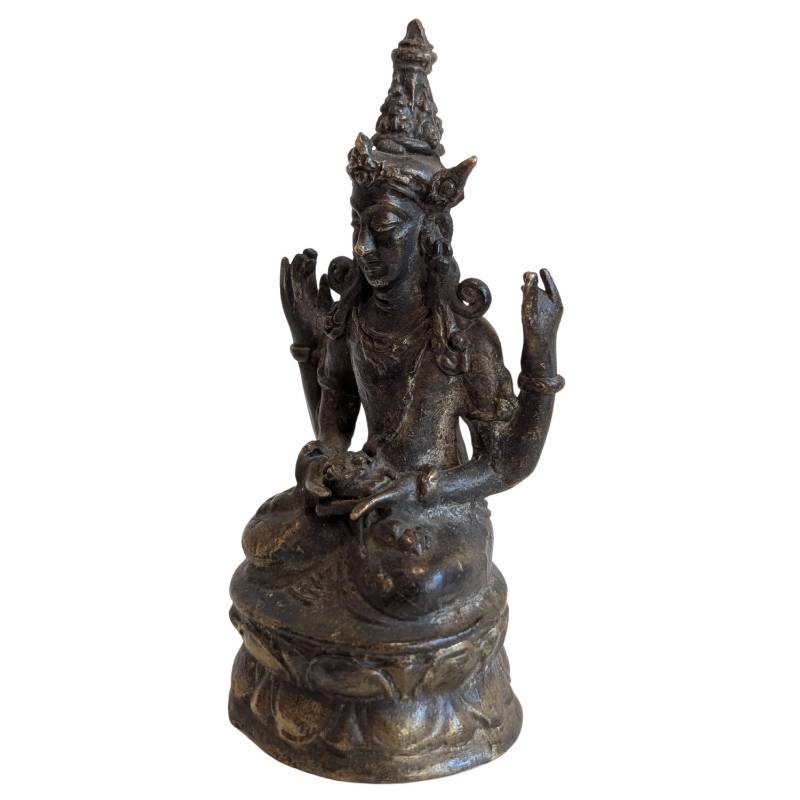 Khmer Lokeshvara on lotus chair in bronze