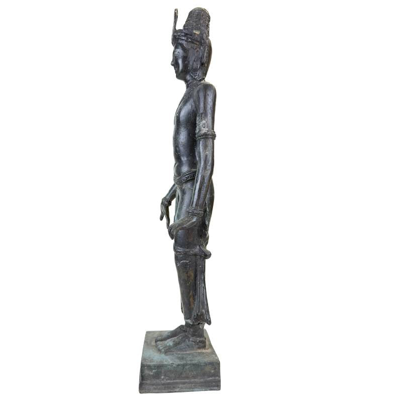Khmer style bronze figure temple statue with natural wear