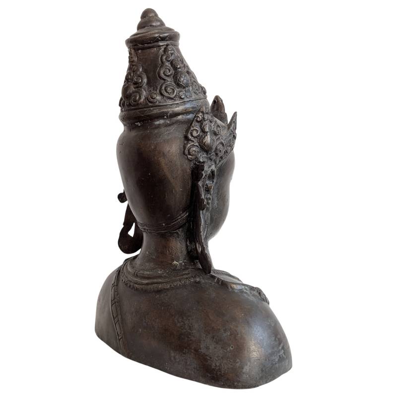 Vaishnava Vishnu bust in bronze from the Khmer region