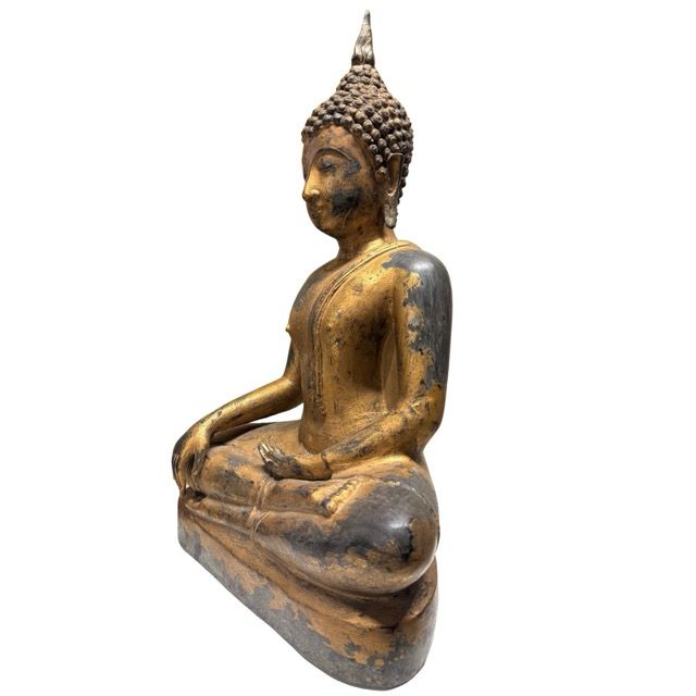 Classic Thai Buddha statue with dark patina