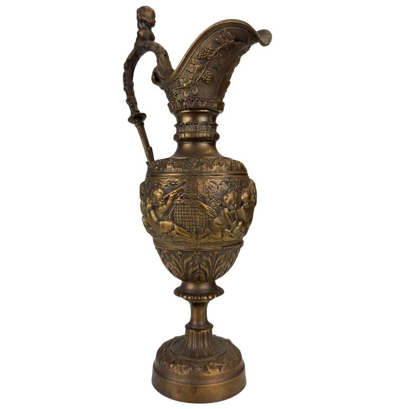 classic bronze jug with mythological putti scenes