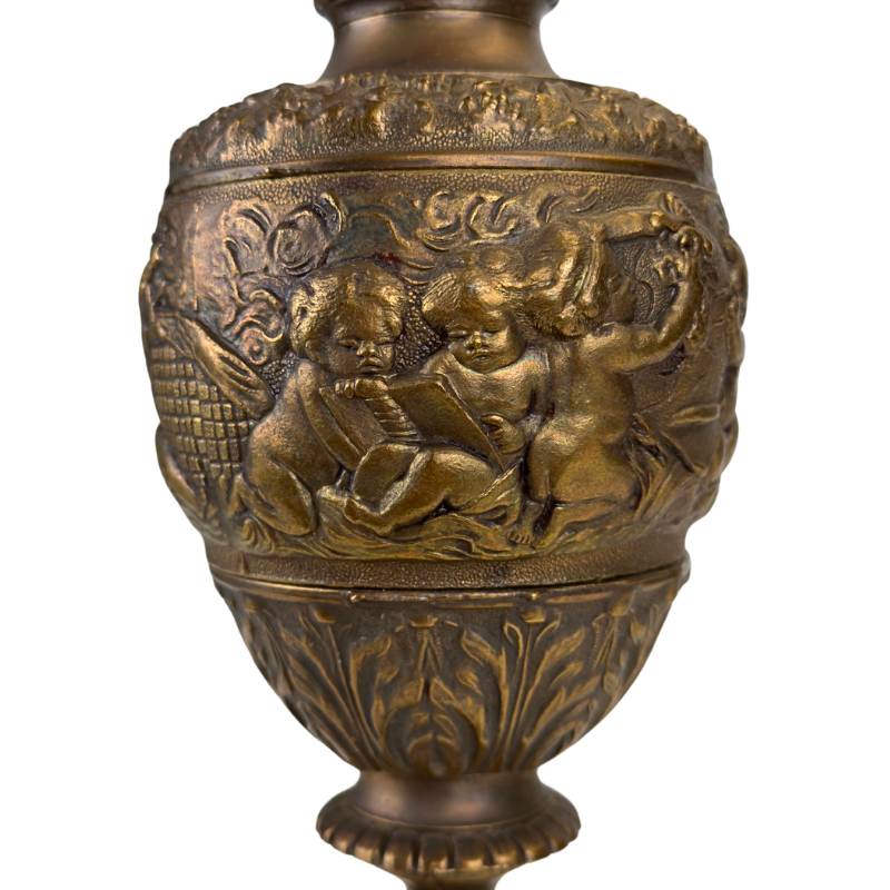classic ewer in bronze with putti and ornamental finish
