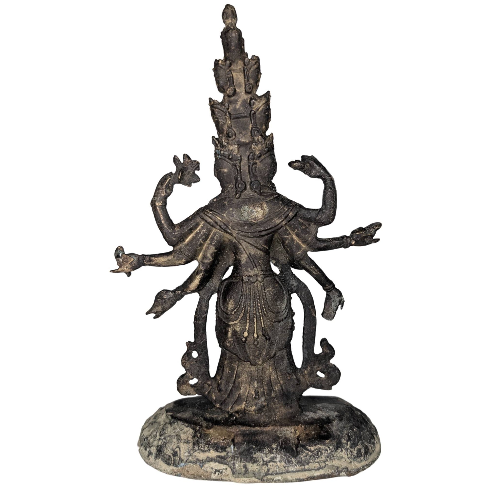 Front view of the smaller 19 cm Sahasrabhuja figure from West Tibet.