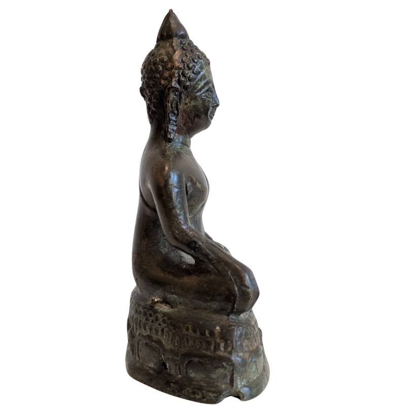 Small solid bronze Buddha statue