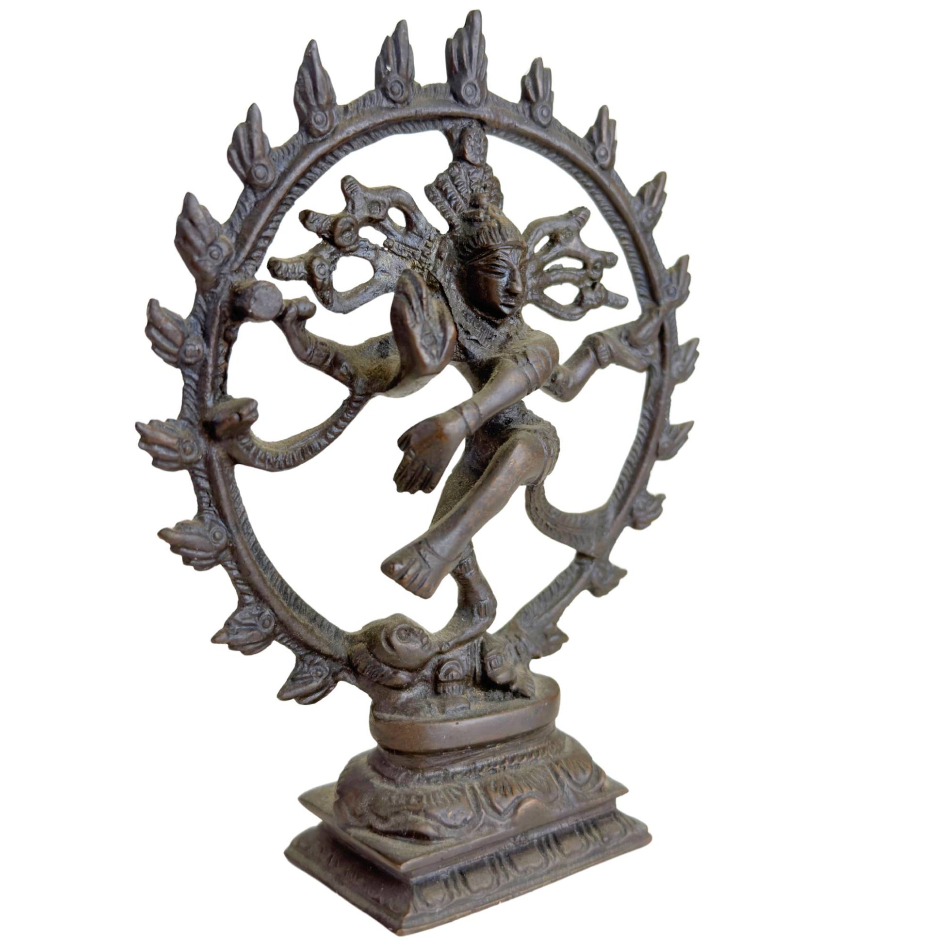 Small bronze Shiva Nataraja altar figurine for meditation spot or home altar