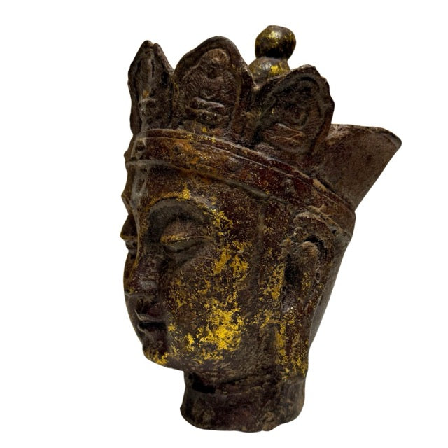 Head of Ksitigarbha Dizang Pusa with natural patina and gilding remnants