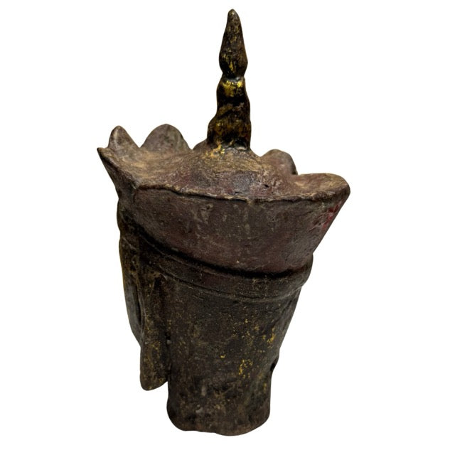 Ksitigarbha Dizang Pusa head rear view, antique cast iron Buddhist fragment