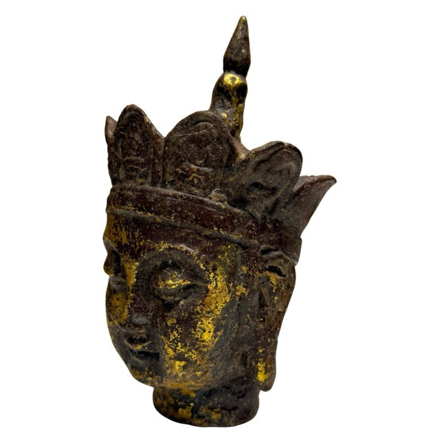 Antique Buddhist heads of Ksitigarbha Dizang Pusa with remnants of original gilding