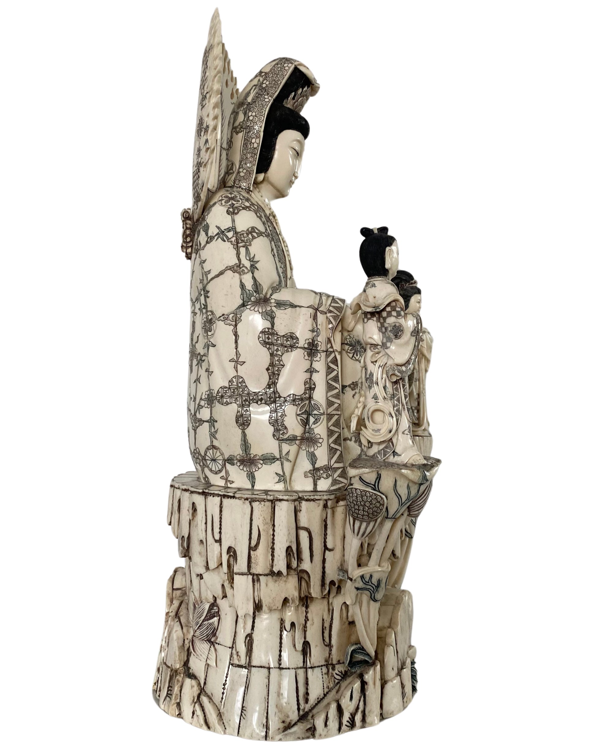 Groot antiek Kwan Yin beeld uit 19e-eeuws China