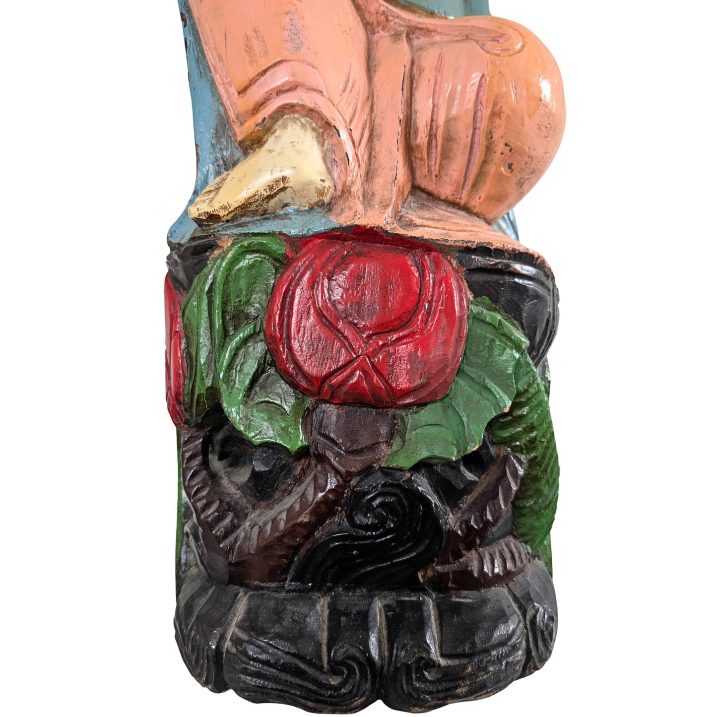 Kwanyin statue made of camphor wood with old painting